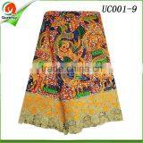 2016 New Embroidery African Wax Prints Fabric With Guipure Cord Lace 6 Yard on Sale thumbnail-4