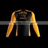 Polyester Spandex Long Sleeves Fighting Compression Shirt/Rash Guard With Club Logo Player Name and Numbers at Sleeves