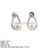 GPA2-004 Customized Design 925 Silver Stud Earring With CZ Stones & Pearl Stone thumbnail-1