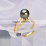 Tahitian Pearl 8-9mm Black Pearl Ring Pearl Jewelry thumbnail-4