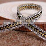 Decorative Ribbon Rhinetone Chian,Weave Rhinestone Belt Base On Glue For Garment Accessory thumbnail-3