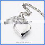 Trendy Jewelry Angel Wing Heart White K Plated Metal Cage Chime Box Sound Ball Pendant Pregnancy Necklaces For Women BAC-M046 thumbnail-3