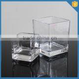 Custom Made Ribbed Pattern Square Shaped Clear Glass Vases for Centerpieces thumbnail-5