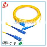 3meters singlemode simplex 9/125 yellow sc/upc-sc/upc fiber optic patch cord with 0.9mm 2.0mm 3.0mm optional