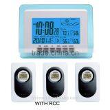 LCD Display RCC Digital thermo hygrometer Radio control Clock Wireless Weather Station with 3 sensors