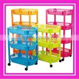 4 Layers Plastic Shelf Rack With Wheels thumbnail-1