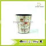 Cartoon Dog Print Waste Bin Faux Leather Open Top Standing Trash Can thumbnail-1