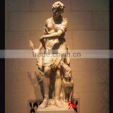 Ancient Greek Hunting of Woman and Dog White Marble Statue thumbnail-1