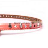 Fashion Rhinestone Inlaid Rivets Decorated Pin Buckle Sex Girl Thin Pink PU Waist Belt thumbnail-5