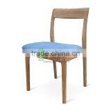 Dining Chair Japanese Style Made From Solid Teak Wood , White Wash Color , Seater With Denim Fabric thumbnail-3