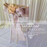 Natural Burlap Hessian Chair Sash Jute Chair Band With Lace at Middle for Rustic Wedding thumbnail-4