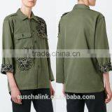 100% Cotton Women Military Olive Green Jacket Customized thumbnail-6