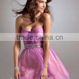 Deep v Neck Organza Short Beaded Evening Dresses thumbnail-1