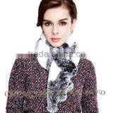 CX-S-18G Fashion Warm Ladies Dyed Fur Rex Rabbit Fur Square Scarf Wholesale thumbnail-5