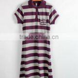 Cheapsale Sexy Fashion Ladies Tight Solid Stripe 100% Cotton Short Sleeve Polo Neck Casual Dress thumbnail-1