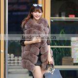 CN-R-10 Factory Wholesale Cheap Black Fur Collar Real Fox Fur Vest Women thumbnail-6