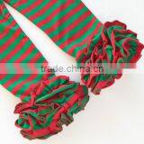 Christmas Ruffle Leggings Toddlers 95% Cotton 5% Spandex Icing Legging Red and Green Striped Pants thumbnail-3