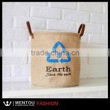 New Design Green Patterned Burlap Basket thumbnail-2