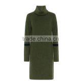 2017 Fashion Design Ladies Green Color Turtleneck Sweater Dress thumbnail-3