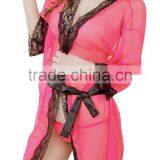 Sexy Women Kimono Babydoll Lingerie Underwear Sleepwear Pink/Black thumbnail-5