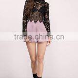 2017 Latest Fashion Design Sexy Ladies Black Lace Top thumbnail-2