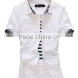 Slim Light White Color Short Sleeve Cotton Men Shirts thumbnail-1