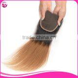 1B/27 Lace Closure Bleached Knots Ombre Blonde Hair Closure Piece, Free Parting Lace Closure Blonde thumbnail-2