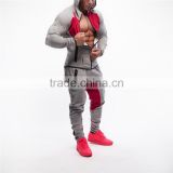 muscle fit top design plain tracksuit custom gym sport tracksuits with contrast crotch design for men
