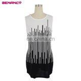 European Design Summer Long Solid Cardigan Roll Up Sleeve With the Vest Printed Dress Women's Set Suit Dress thumbnail-6