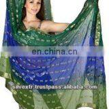 belly dancing rayon silk tye dye sari veils