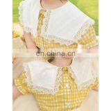 8278/Original Brand Luxury Kids Shirt Baby Girls Boutique Fresh Plaid Top With Lace Turn Down Collar thumbnail-4