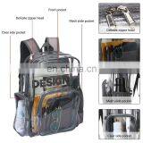 Heavy Duty Waterproof Clear PVC Backpack Transparent School Bag With Grey Trim thumbnail-6