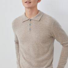 High Quality Polo Collar Long Sleeve Wool Cashmere Thick Jumper Sweater