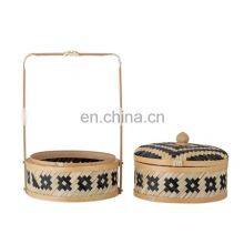 Handcrafted 2 Tiers Bamboo Storage Basket With Handle Handmade Natural Gift Basket & Boxes Vietnam Supplier in Bulk thumbnail-2