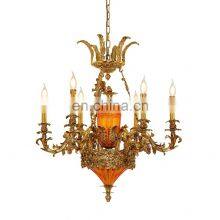 French Lighting Vintage Copper Chandeliers Bronze Pendant Lamp Solid Brass Antique Luxury Chandelier thumbnail-1