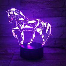 3D Optical Illusion Smart Touchable 7 Color Change Horse Design LED Night Light for Kids Room Decoration thumbnail-4