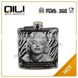6oz Hot Sale Leather Wrapped Hot Transfer Stainless Steel Popular Luxury Antique Hip Flasks