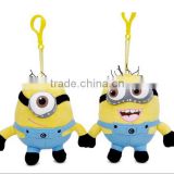 2015 hot sell stuffed mini cute despicable me minion keychain toy
