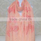 New Style Sequin Leaf Pattern Cotton Fashion Woman Embroidered Shawls thumbnail-3