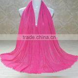 High Quality Autumn Winter Newest Hot Fix Rhinestuds Beaded Fashion Women Muslim Shawl thumbnail-1