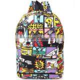 Hippie Facebook Canvas Backpacks Student School Bag Cartoon mc Print Rucksack Outdoor Travel Pack Graffit thumbnail-3