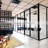 Modern Black Aluminum Frame Glass Partition Wall With Sliding Doors(SZ-WS634)