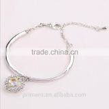 Fashion Ocean Blue Sliver Plated Crystal Rhinestone Heart Charm Bracelet Bangle thumbnail-6