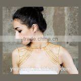 China Supplier Fashion Design Shoulder Chain Jewelry Golden Chain Design Shoulder Necklace Chain S0003 thumbnail-2