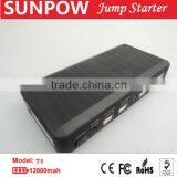 Sunpow 2015 Best Car Accessory Solar Energy Emergency Power 12000mah Lithium Battery 12v Car Jump Starter With Air Compressor thumbnail-4
