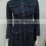 New Arrival Bodycon Button Decoration Fashion Denim Dress for Women ,sexy Cowboy Costumes Wholesale China