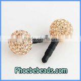 Wholesale Hot Selling 3.5mm Smartphone Cell Phone Dustproof Plug For Iphone Earphone Jack Plug Champagne Crystal Pave MDP-P1208