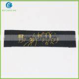 2016 High Density Damask Woven Label End Fold Soft Material Black Main Label For Clothing thumbnail-3