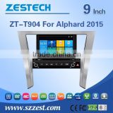 ZESTECH factory 9 inch double din car gps for TOYOTA ALPHARD touch screen gps with DVD +3G+BLUTOOTH +AM/FM+USB/SD + A/V In/out