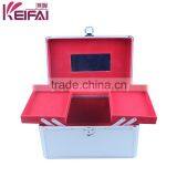 Fashion Aluminum Frame Silver Nail Polish Carrying ABS Jewelry Case With Mirror thumbnail-3